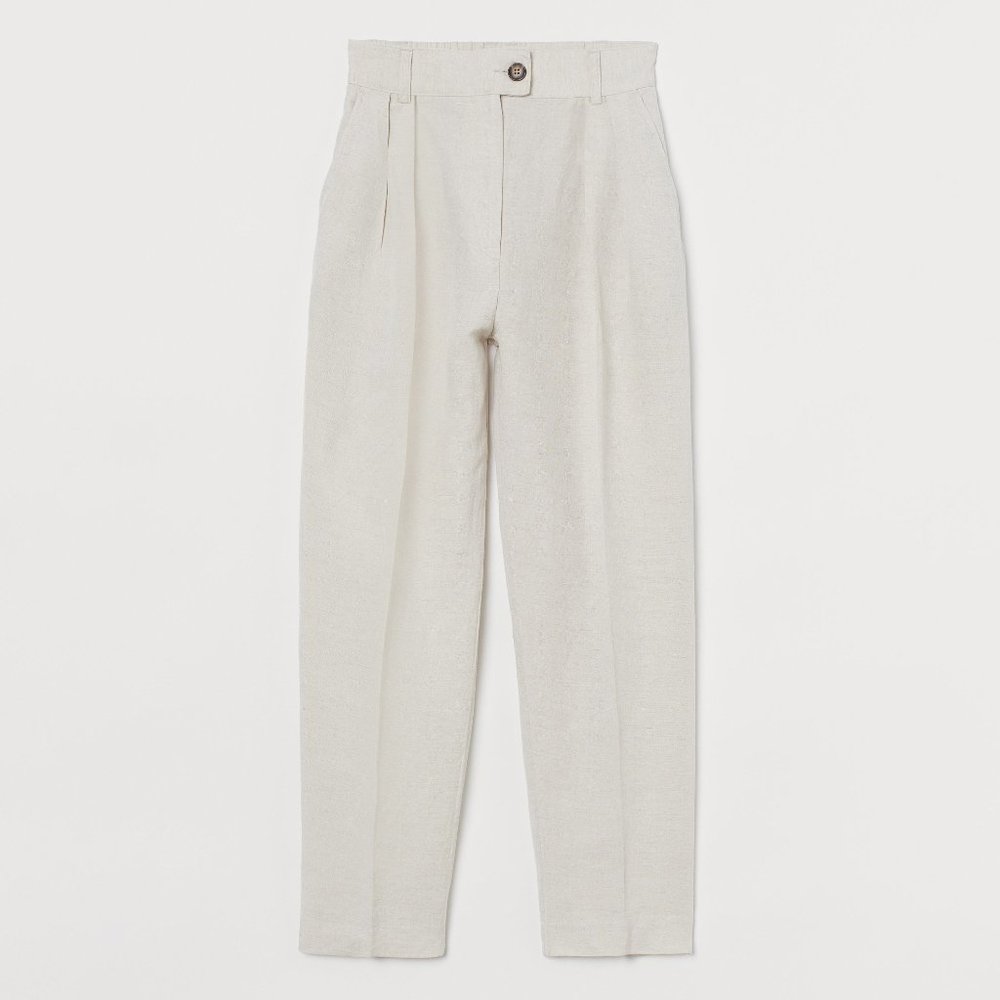 Linen-blend Pants Beige H&M